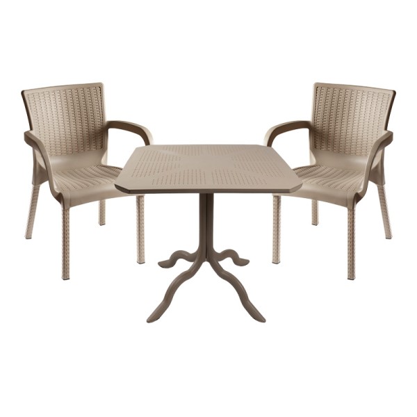 Τραπεζαρία Icon-Festive pakoworld σετ 3τεμ PP σε cappuccino απόχρωση