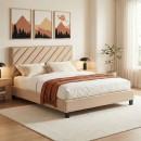 Κρεβάτι διπλό Franky pakoworld pu μπεζ 160x200εκ