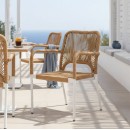 Πολυθρόνα αλουμινίου Norture pakoworld στοιβαζόμενη λευκός σκελετός-φυσικό rattan 57x61x85εκ