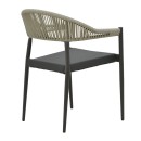 Πολυθρόνα αλουμινίου Elation pakoworld στοιβαζόμενη ανθρακί σκελετός-textilene ανθρακί rattan 56x52x76εκ