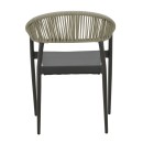 Πολυθρόνα αλουμινίου Elation pakoworld στοιβαζόμενη ανθρακί σκελετός-textilene ανθρακί rattan 56x52x76εκ