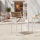 Πολυθρόνα αλουμινίου Savor pakoworld στοιβαζόμενη λευκός σκελετός-textilene φυσικό rattan 55x58x83εκ