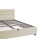 Κρεβάτι Molito pakoworld βελούδο σε εκρού απόχρωση με αποθηκευτικό χώρο150x200εκ