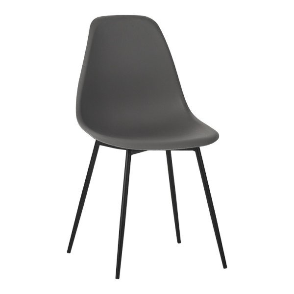 Καρέκλα Ballen pakoworld pp ανθρακί με μαύρα μεταλλικά πόδια 41.5x53x84.5εκ | Συσκευασία 4 τμχ
