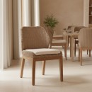 Καρέκλα Swinton pakoworld σκελετός αλουμινίου με teak πόδι σε φυσική απόχρωση και pe rattan 53x63x86εκ