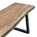 Παγκάκι Miles Slim pakoworld μασίφ ξύλο ακακίας σε φυσική απόχρωση με μαύρα μεταλλικά πόδια 160x40x45εκ