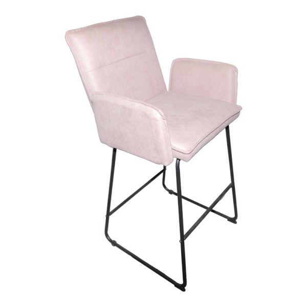 Σκαμπό μπαρ Essential pakoworld ύφασμα σαπιο μήλο-πόδι μαύρο μεταλλικό 57x64.5x107εκ | Συσκευασία 4 τμχ