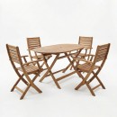 Τραπεζαρία Gorpo-Falov pakoworld σετ 5τεμ φυσικό μασίφ ξύλο ακακίας 130x80x72εκ