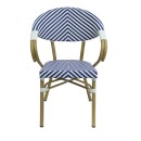 Πολυθρόνα Isaia pakoworld στοιβαζόμενη φυσικό αλουμίνιο-λευκό και μπλε pe rattan 57x57x83εκ