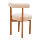 Καρέκλα Fenza pakoworld μπεζ μπουκλέ ύφασμα-πόδι ξύλο οξιάς σε καρυδί απόχρωση 60x54x75εκ | Συσκευασία 2 τμχ