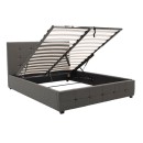 Κρεβάτι Roi pakoworld 160x200 ύφασμα ανθρακί + αποθηκευτικό χώρο
