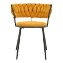 Πολυθρόνα Alkia I pakoworld ύφασμα σε κίτρινη απόχρωση- πόδι μαύρο μέταλλο 57x58.5x72εκ | Συσκευασία 2 τμχ