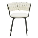 Πολυθρόνα Alkia I pakoworld ύφασμα σε εκρού απόχρωση- πόδι μαύρο μέταλλο 57x58.5x72εκ | Συσκευασία 2 τμχ