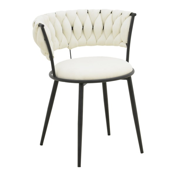 Πολυθρόνα Alkia I pakoworld ύφασμα σε εκρού απόχρωση- πόδι μαύρο μέταλλο 57x58.5x72εκ | Συσκευασία 2 τμχ