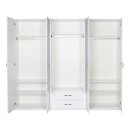 Ντουλάπα ρούχων Dormie pakoworld εξάφυλλη με συρτάρια σε λευκή απόχρωση 206x52x213εκ