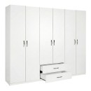 Ντουλάπα ρούχων Dormie pakoworld εξάφυλλη με συρτάρια σε λευκή απόχρωση 206x52x213εκ