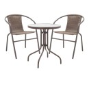 Tραπεζαρία Obbi-Watson pakoworld σετ 3τεμ καφέ μέταλλο-pe Φ60x70εκ