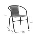 Τραπεζαρία Vergo-Obbi pakoworld 3τεμ μαύρο μέταλλο Φ60x70εκ