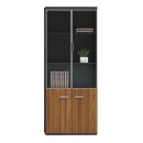 Ντουλάπες γραφείου επαγγελματικές Oscar pakoworld καρυδί-ανθρακί 200x40x200εκ