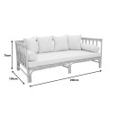 Καναπές Alessa pakoworld φυσικό rattan-λευκό ύφασμα με μαξιλάρια 200x100x76εκ