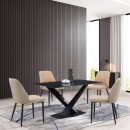 Καρέκλα Onyer pakoworld καφέ-γκρι pu με πόδι μαύρο μέταλλο 48x60x83εκ