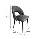 Καρέκλα Lovingo pakoworld βελούδο γκρι με μαύρα μεταλλικά πόδια 50x47x85.5εκ | Συσκευασία 2 τμχ