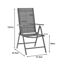 Πολυθρόνα Candor pakoworld ανθρακί μέταλλο και γκρι textilene 51.5x63.5x107εκ | Συσκευασία 4 τμχ
