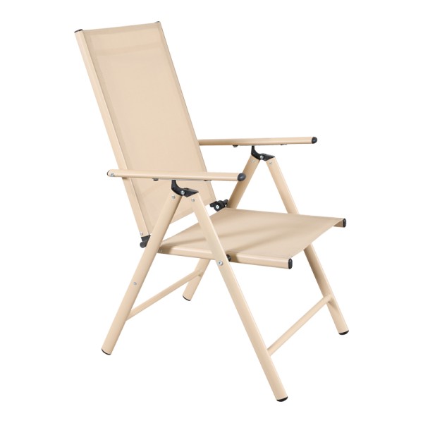 Πολυθρόνα Candor pakoworld σαμπανί μέταλλο με textilene 51.5x63.5x107εκ | Συσκευασία 4 τμχ