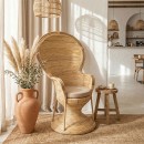 Πολυθρόνα Rea Inart με μπεζ μαξιλάρι-φυσικό rattan 92x75x140εκ