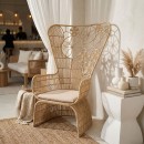 Πολυθρόνα Jake Inart με μπεζ μαξιλάρι-φυσικό rattan 110x86x145εκ