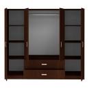 Ντουλάπα τετράφυλλη Royal pakoworld με συρτάρια wenge 200x58x177εκ