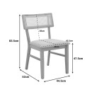 Καρέκλα Raffles pakoworld rubberwood με pe rattan και γκρι μπεζ ύφασμα 47x48x83.5εκ | Συσκευασία 2 τμχ