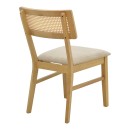 Καρέκλα Raffles pakoworld rubberwood με pe rattan και γκρι μπεζ ύφασμα 47x48x83.5εκ | Συσκευασία 2 τμχ