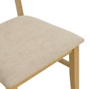 Καρέκλα Raffles pakoworld rubberwood με pe rattan και γκρι μπεζ ύφασμα 47x48x83.5εκ | Συσκευασία 2 τμχ