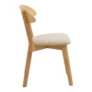 Καρέκλα Canon pakoworld rubberwood σε φυσική απόχρωση με γκρι μπεζ ύφασμα 43x43x79.5εκ | Συσκευασία 2 τμχ