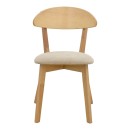 Καρέκλα Canon pakoworld rubberwood σε φυσική απόχρωση με γκρι μπεζ ύφασμα 43x43x79.5εκ | Συσκευασία 2 τμχ