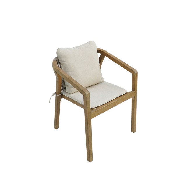 Πολυθρόνα Malibu II pakoworld μασίφ ξύλο ακακίας-ύφασμα σε φυσική-μπεζ απόχρωση 58x63x74εκ | Συσκευασία 2 τμχ