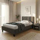 Κρεβάτι Mago pakoworld ύφασμα ανθρακί 100x200εκ