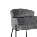 Σκαμπό μπαρ Tolerse Inart ανοιχτό γκρι ύφασμα-πόδι μαύρο μέταλλο | Συσκευασία 2 τμχ