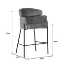 Σκαμπό μπαρ Tolerse Inart μπεζ ύφασμα-πόδι μαύρο μέταλλο | Συσκευασία 2 τμχ