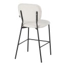 Σκαμπό μπαρ Cathair pakoworld μπουκλέ ύφασμα σε μπεζ απόχρωση με μαύρα μεταλλικά πόδια 48x54x100εκ | Συσκευασία 2 τμχ