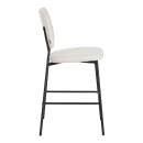 Σκαμπό μπαρ Cathair pakoworld μπουκλέ ύφασμα σε μπεζ απόχρωση με μαύρα μεταλλικά πόδια 48x54x100εκ | Συσκευασία 2 τμχ