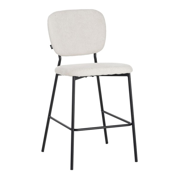 Σκαμπό μπαρ Cathair pakoworld μπουκλέ ύφασμα σε μπεζ απόχρωση με μαύρα μεταλλικά πόδια 48x54x100εκ | Συσκευασία 2 τμχ