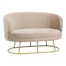 Καναπές διθέσιος Rony pakoworld βελούδο μπεζ-πόδι χρυσό μέταλλο 135x75x85εκ