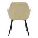 Πολυθρόνα Noor pakoworld μπεζ βελούδο με πόδι μετάλλου σε μαύρη απόχρωση 58x58x86εκ | Συσκευασία 2 τμχ