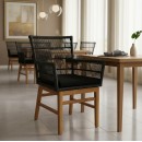 Πολυθρόνα Inca pakoworld teak ξύλο και συνθετικό σχοινί σε φυσική-μαύρη απόχρωση με μαξιλάρι 60x61x90εκ