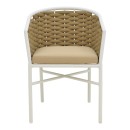 Πολυθρόνα Noevo pakoworld αλουμίνιο με λευκό σκελετό-φυσικό σχοινί 57x62x76εκ