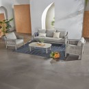 Σαλόνι εξωτερικού χώρου Feralda pakoworld μπεζ αλουμίνιο-rope με ύφασμα σε απόχρωση ανοιχτό γκρι