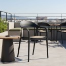 Πολυθρόνα Ember στοιβαζόμενη pakoworld με UV protection PP μπεζ-μαύρο 52.5x56.5x81εκ.