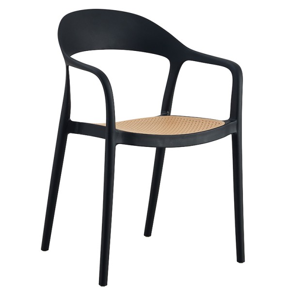 Πολυθρόνα Ember στοιβαζόμενη pakoworld με UV protection PP μπεζ-μαύρο 52.5x56.5x81εκ.